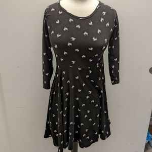 Black dress with white hearts